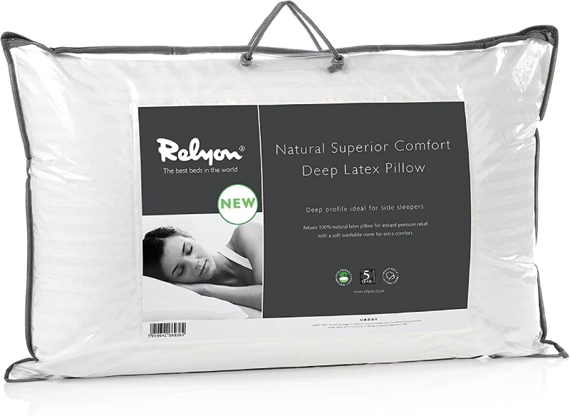Almohada Relyon Superior Comfort Deep de látex 100% natural con funda de algodón