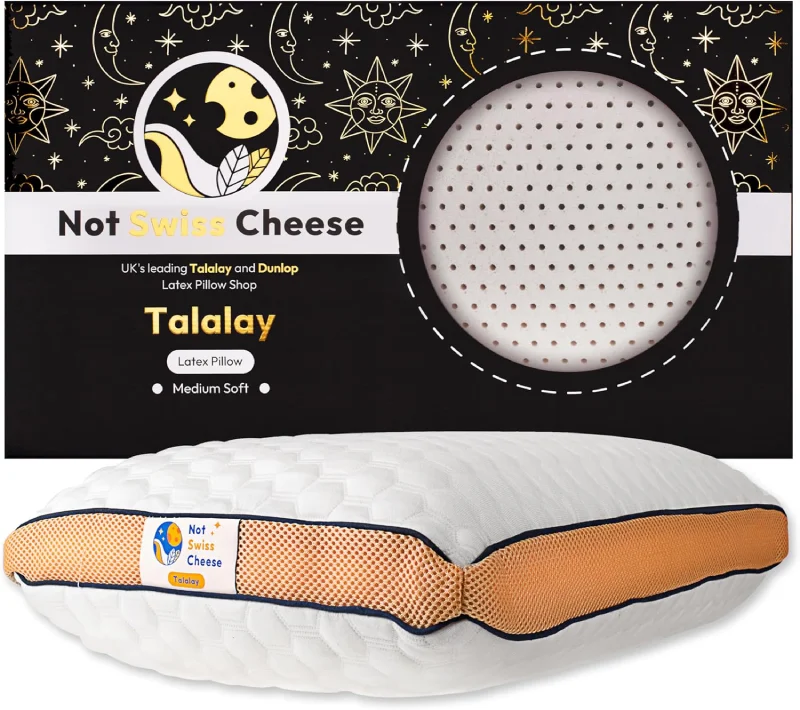 Almohada Not Swiss Cheese Talalay de látex natural con funda blanca extraíble