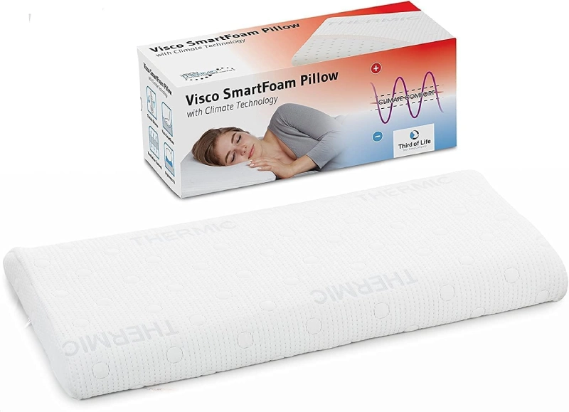 Almohada Third of Life HADAR Low de espuma viscoelástica baja con funda termorreguladora Thermic y canales de ventilación para dormir boca abajo