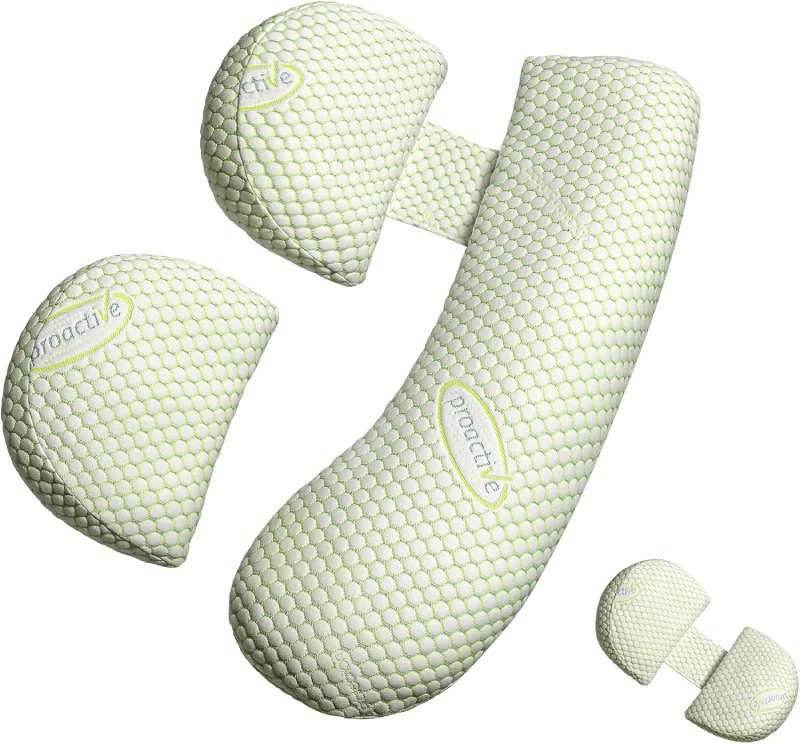 Almohada de embarazo Oternal en forma de cuña ajustable de color verde, dos piezas con panel elástico, compacta