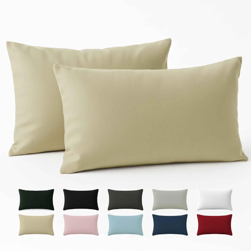 Funda de almohada Dreamzie de 100% algodón reforzado con cremallera oculta, certificada OEKO-TEX, pack de dos