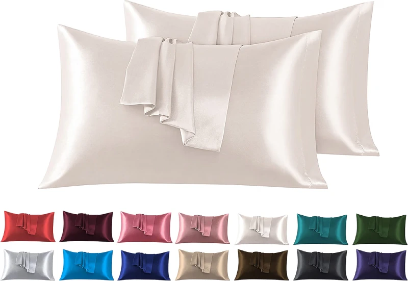 Funda de almohada de satén FARFALLAROSSA suave para reducir la fricción del cabello, pack de dos, alternativa económica a la seda