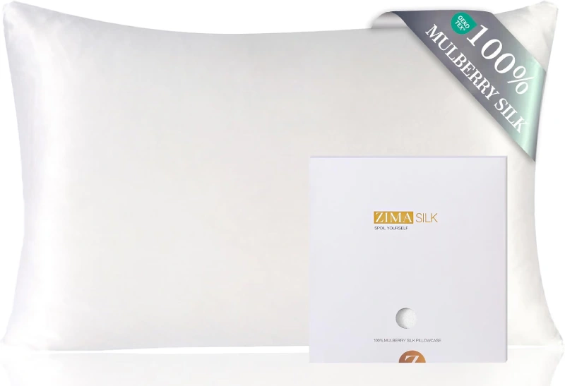 Funda de almohada ZIMASILK de seda de morera mulberry de 19 momme con cremallera oculta, para cuidar el pelo y la piel